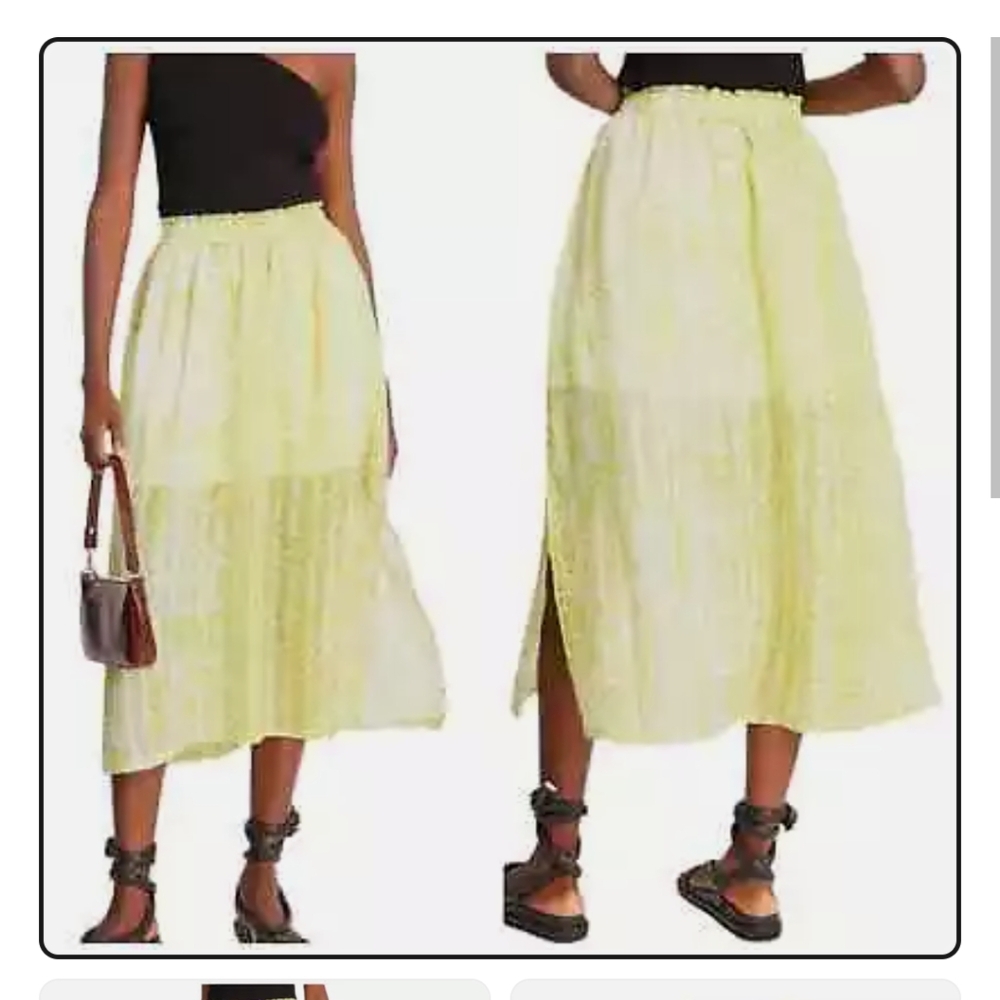 ​AllSaints Clara Noche Lime Green Leopard Print Midi Skirt with Pockets